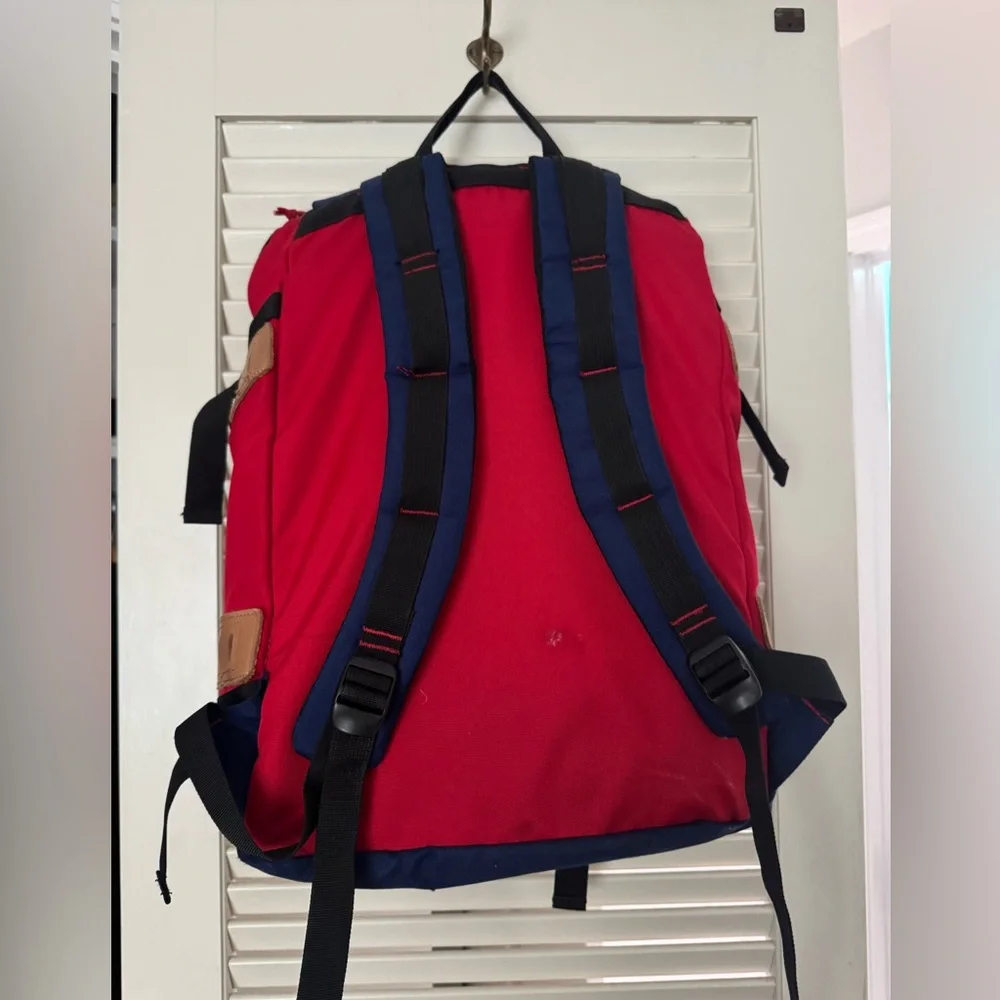 Men's Colorblock Canvas Rucksack Backpack - Navy, Tan & Red